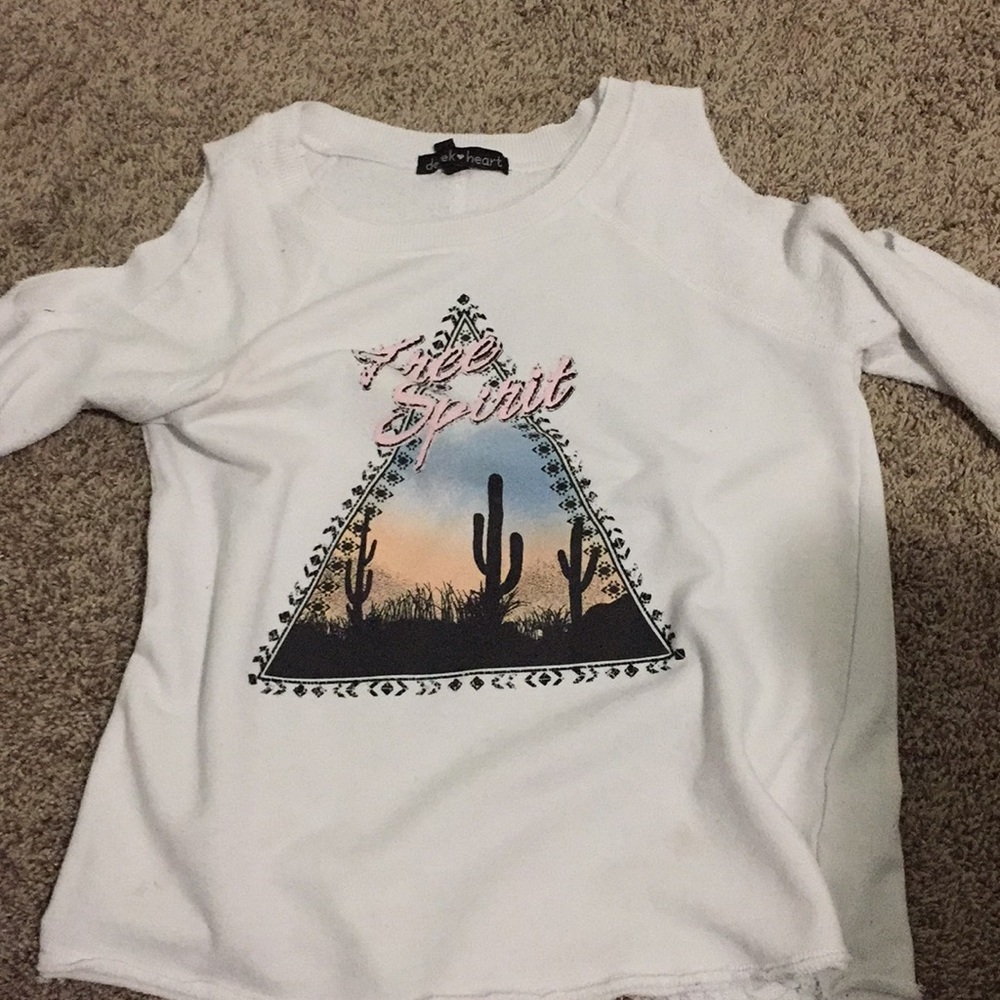 shoulder less long sleeve tshirt in good condition